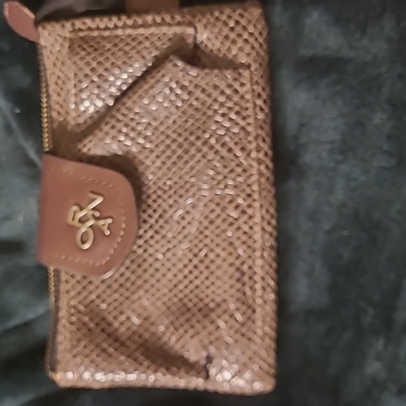 WAS $129  orYANY Leather Brown/Black Patent Leather Snake PRINTED 4 Sections. - Picture 6 of 10